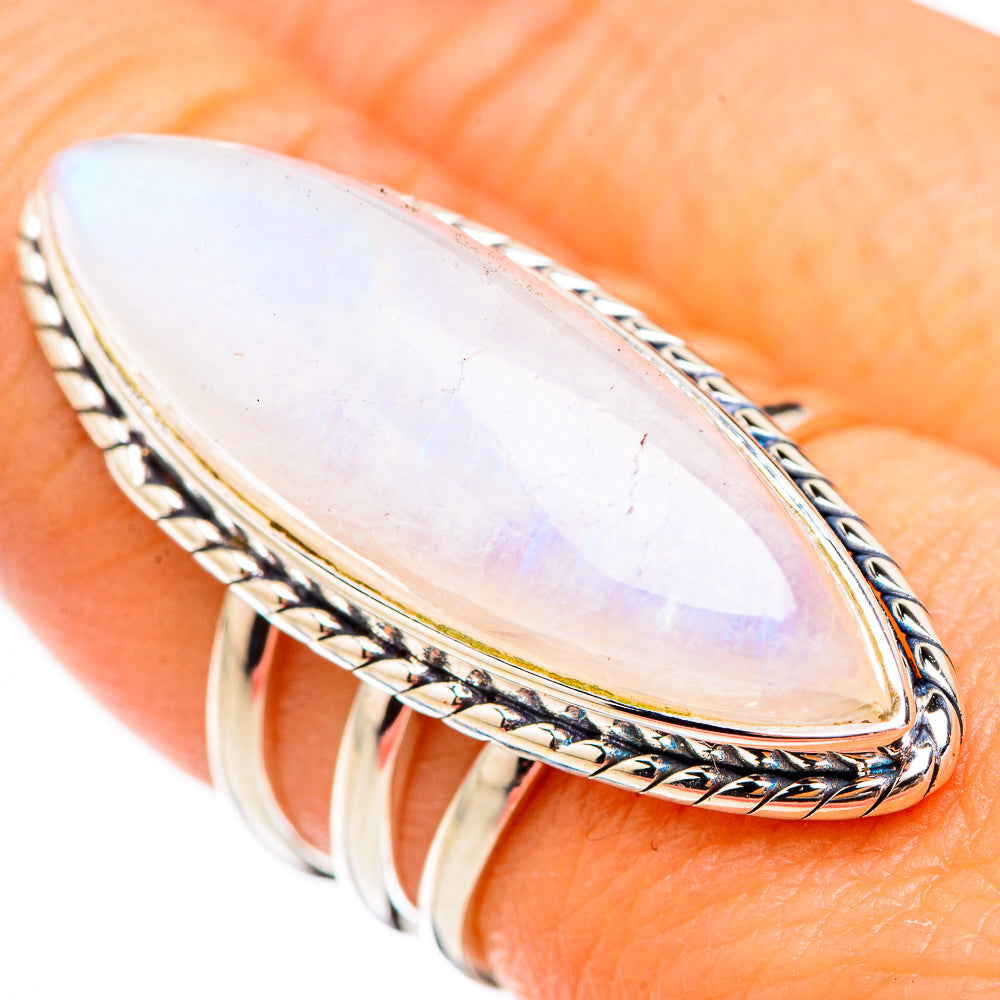 Rainbow Moonstone Rings handcrafted by Anasilvercos - RING126043