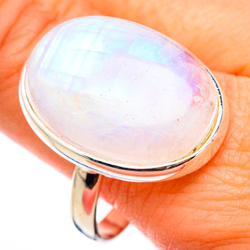 Rainbow Moonstone Rings handcrafted by Anasilvercos - RING126044