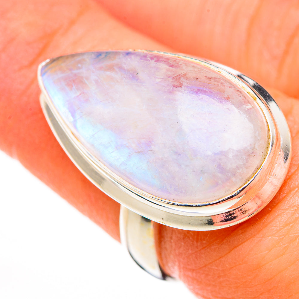 Rainbow Moonstone Rings handcrafted by Anasilvercos - RING126088