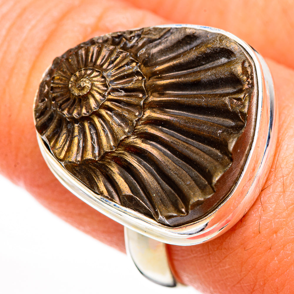 Pyrite Sea Shell Rings handcrafted by Anasilvercos - RING126102
