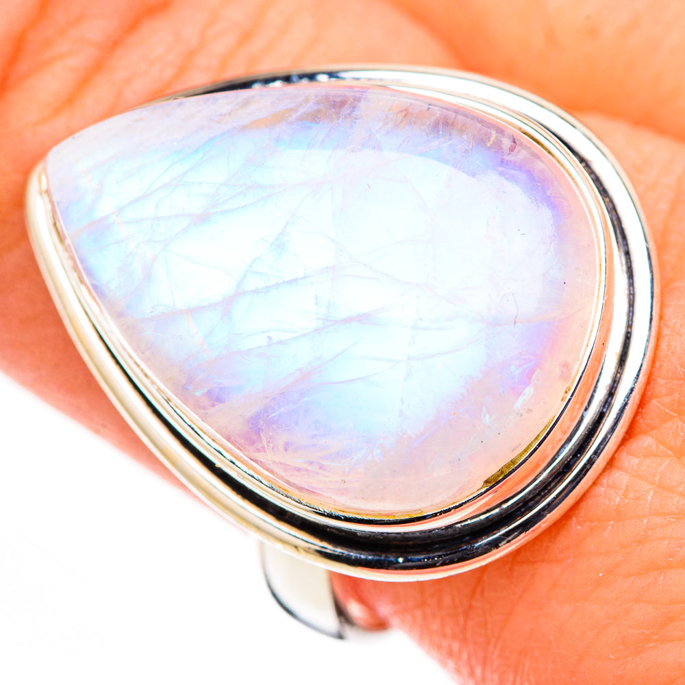 Rainbow Moonstone Rings handcrafted by Anasilvercos - RING126104