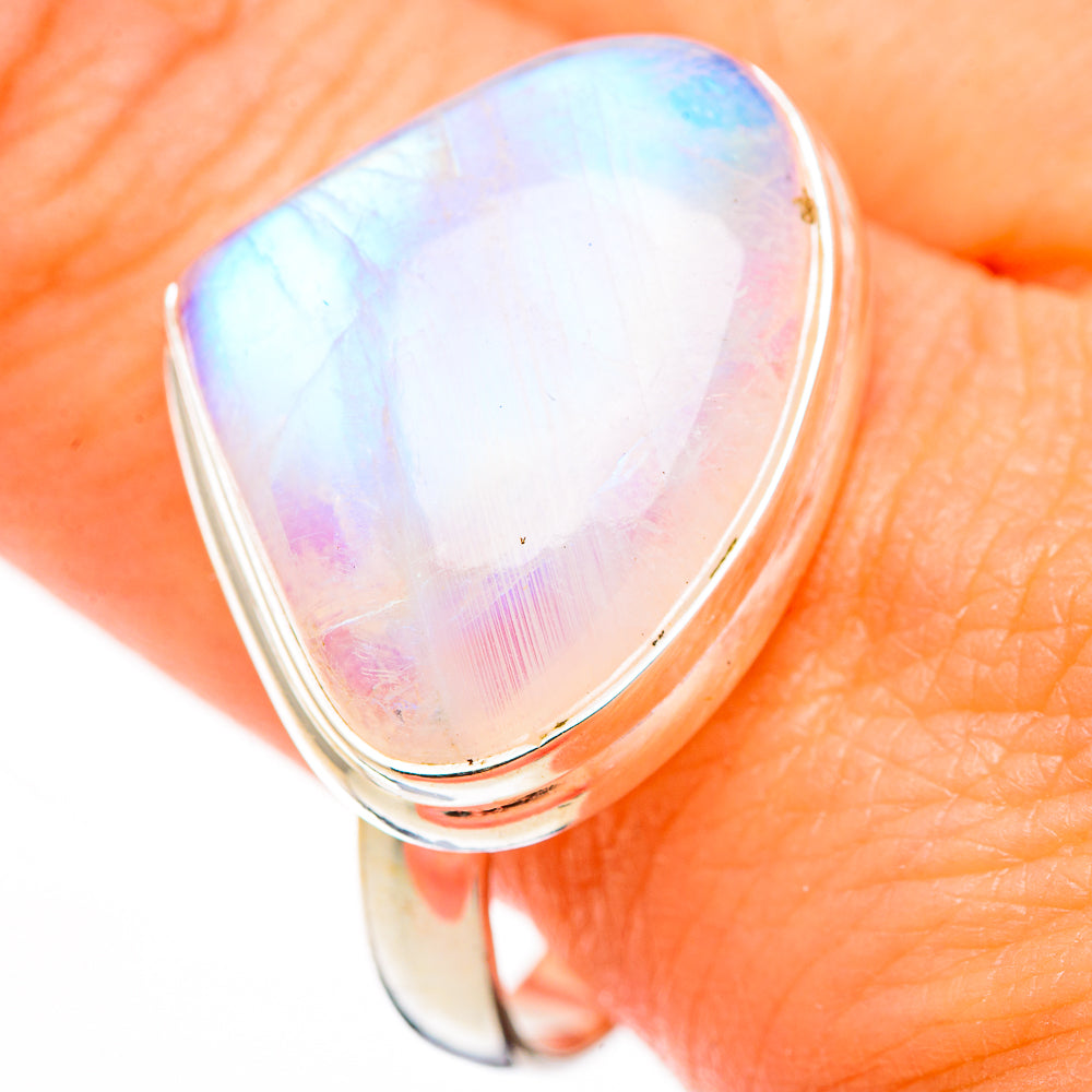 Rainbow Moonstone Rings handcrafted by Anasilvercos - RING126105
