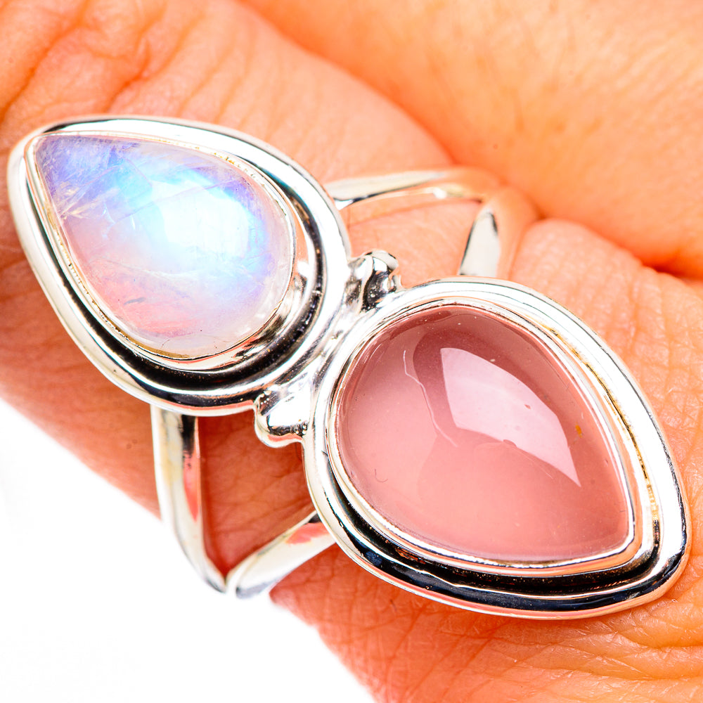 Rainbow Moonstone Rings handcrafted by Anasilvercos - RING126118