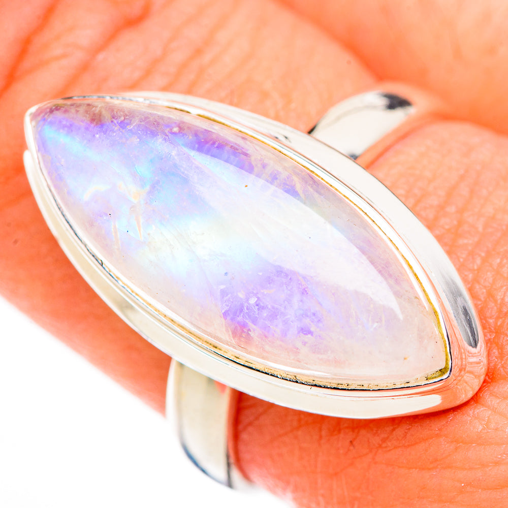 Rainbow Moonstone Rings handcrafted by Anasilvercos - RING126122