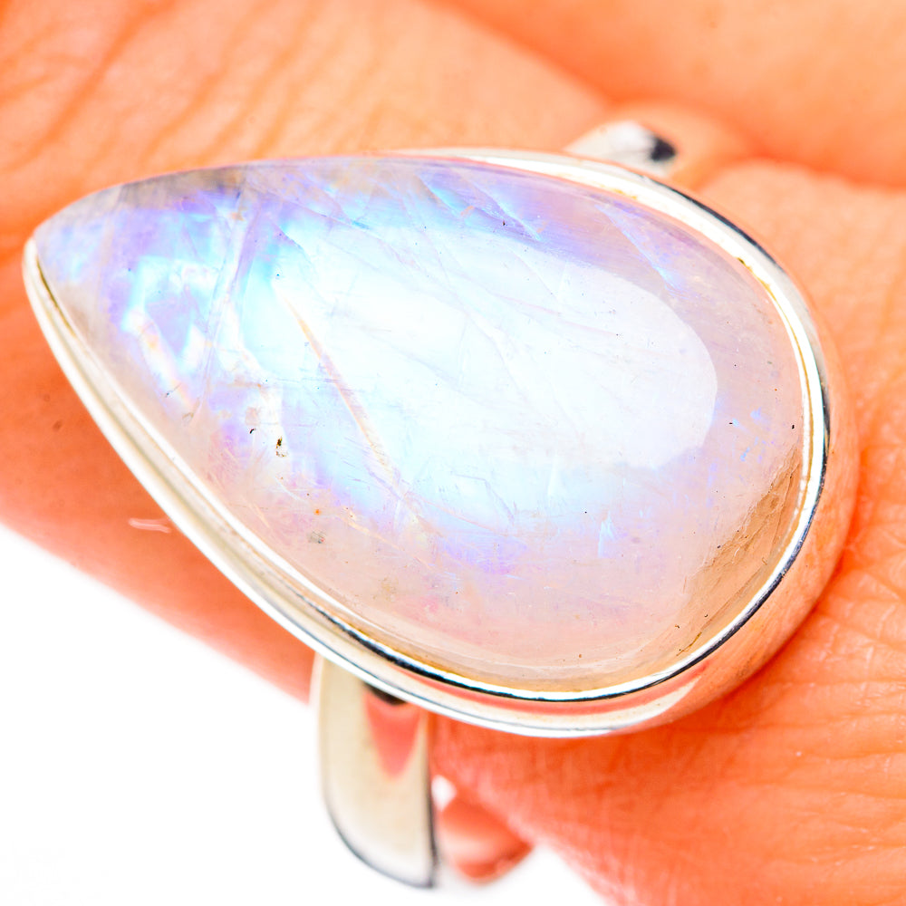 Rainbow Moonstone Rings handcrafted by Anasilvercos - RING126137