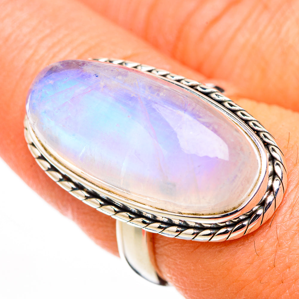 Rainbow Moonstone Rings handcrafted by Anasilvercos - RING126156