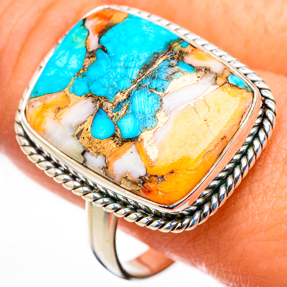 Spiny Oyster Turquoise Rings handcrafted by Anasilvercos - RING126159
