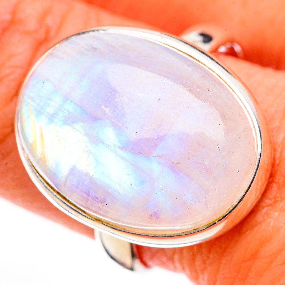 Rainbow Moonstone Rings handcrafted by Anasilvercos - RING126174