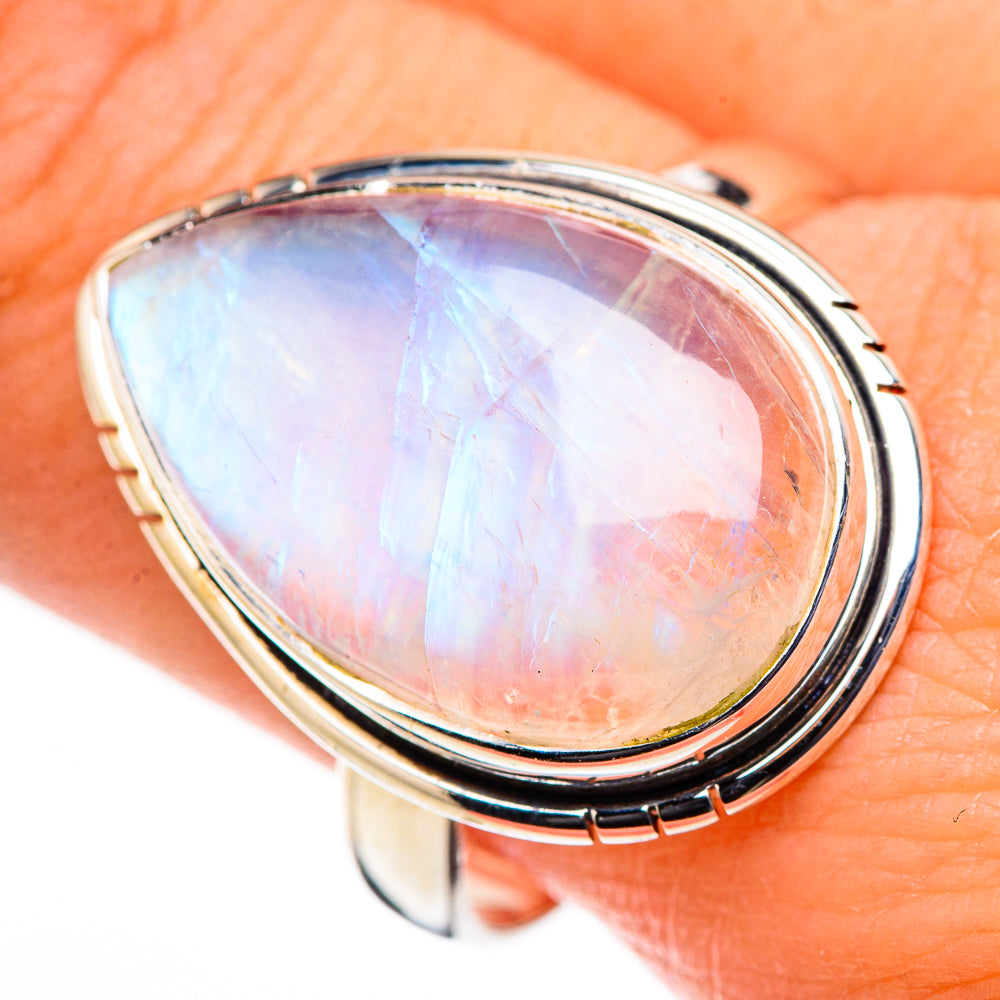 Rainbow Moonstone Rings handcrafted by Anasilvercos - RING126175