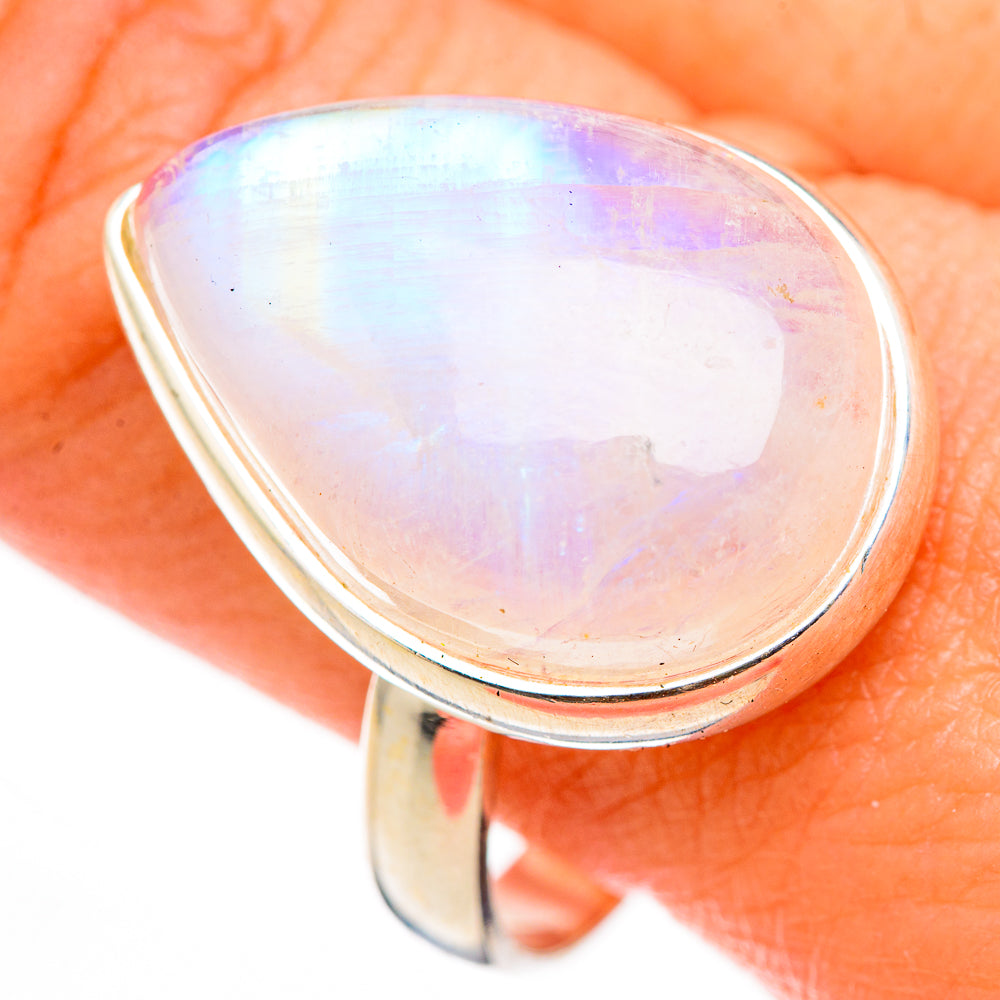 Rainbow Moonstone Rings handcrafted by Anasilvercos - RING126190