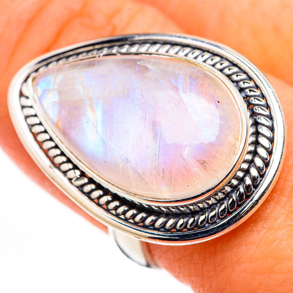 Rainbow Moonstone Rings handcrafted by Anasilvercos - RING126208