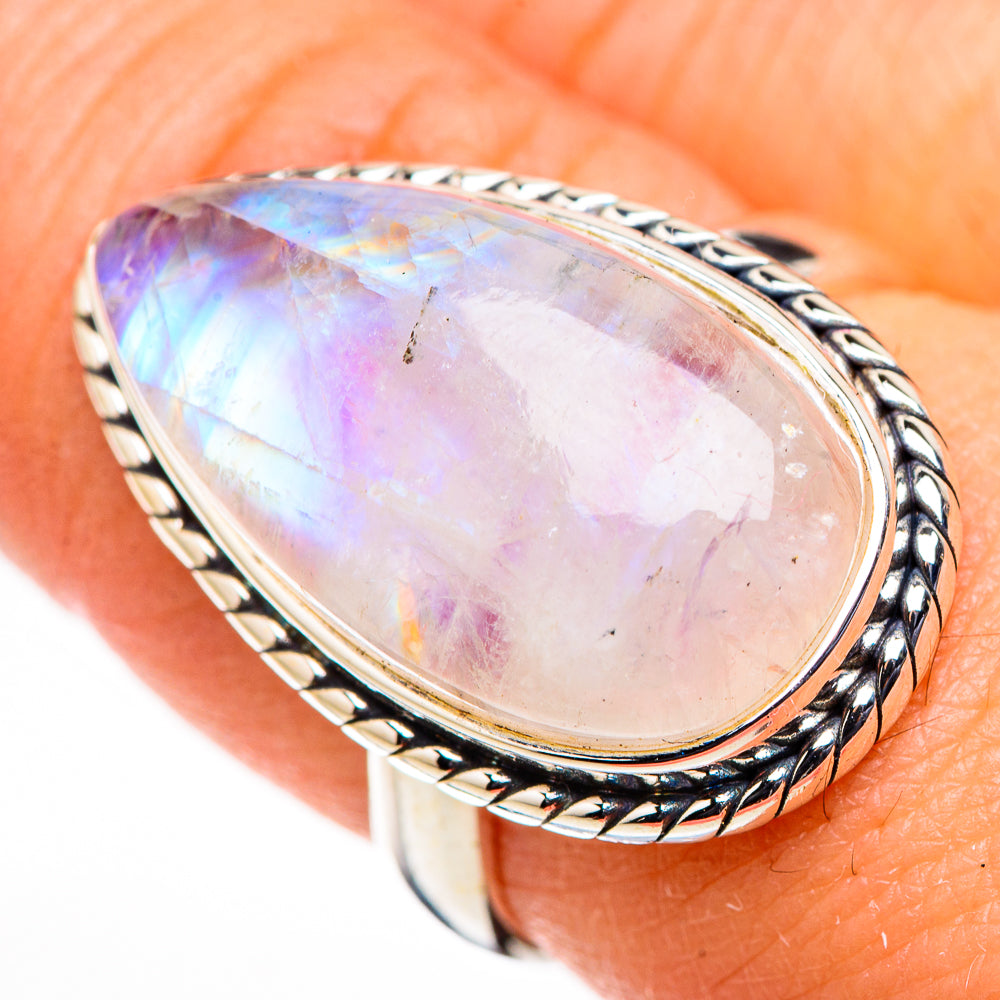 Rainbow Moonstone Rings handcrafted by Anasilvercos - RING126224