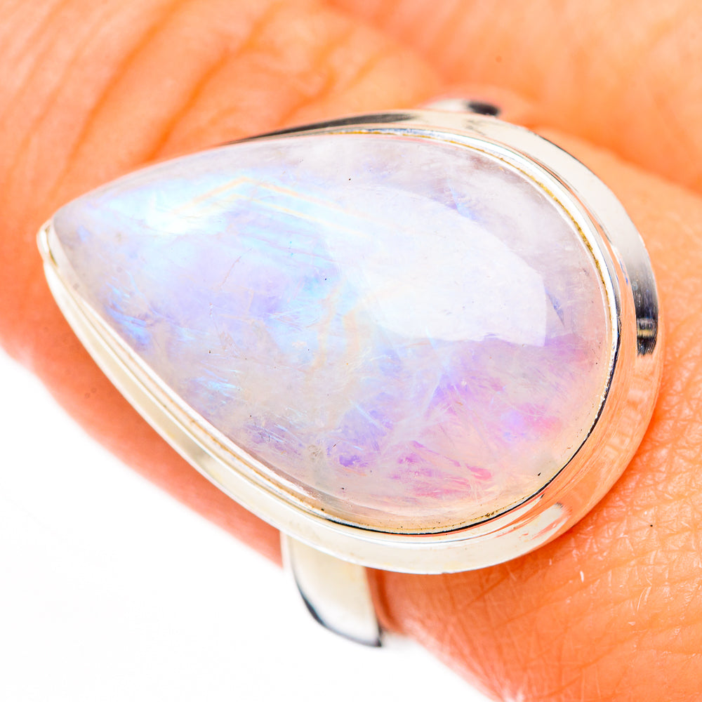Rainbow Moonstone Rings handcrafted by Anasilvercos - RING126225