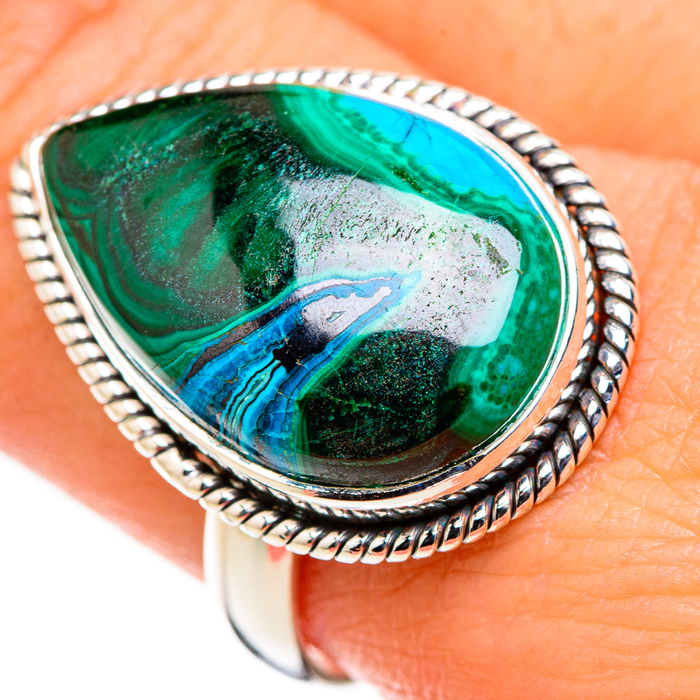 Malachite In Chrysocolla Rings handcrafted by Anasilvercos - RING126226
