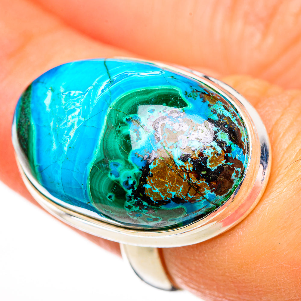Malachite In Chrysocolla Rings handcrafted by Anasilvercos - RING126305