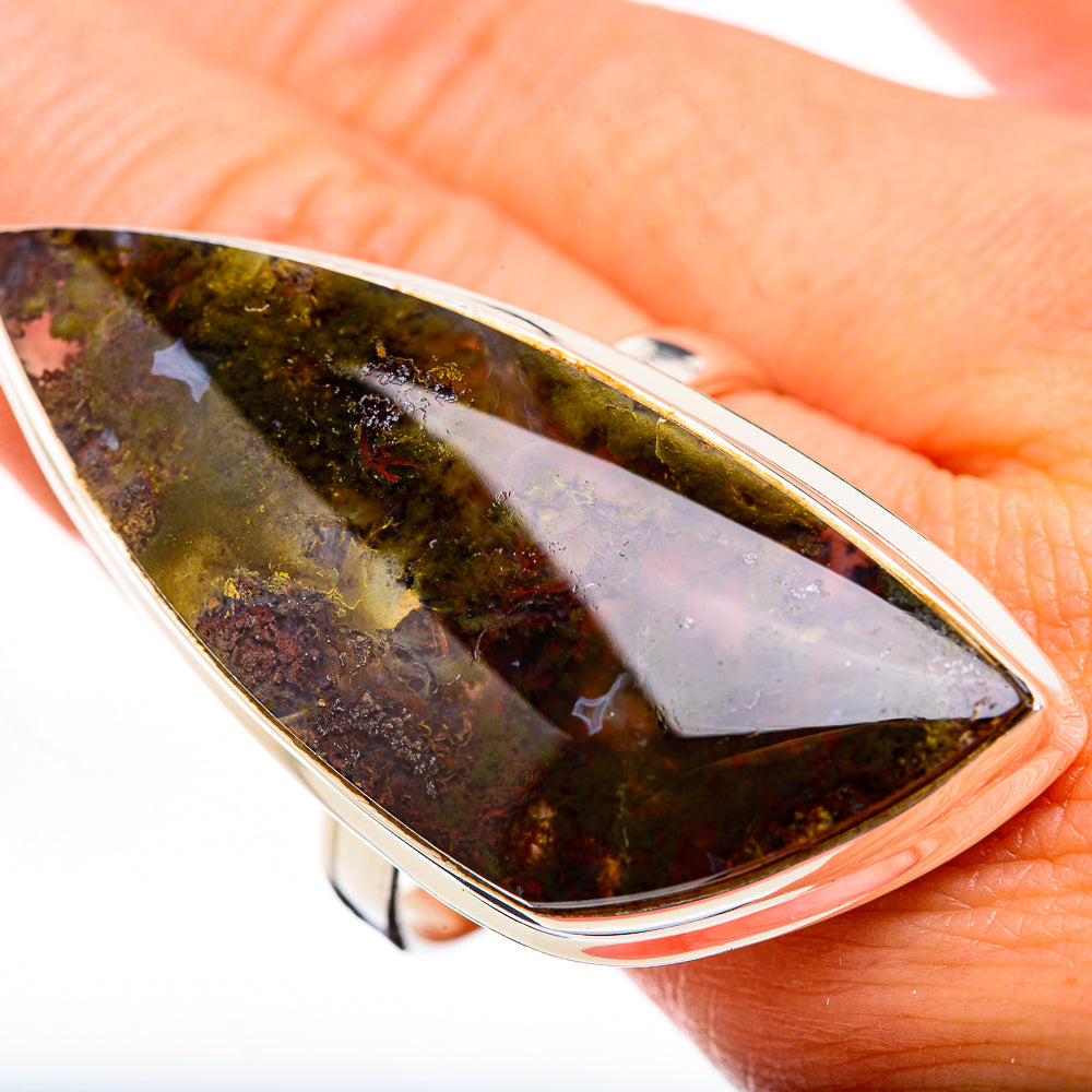 Green Moss Agate Rings handcrafted by Anasilvercos - RING126326