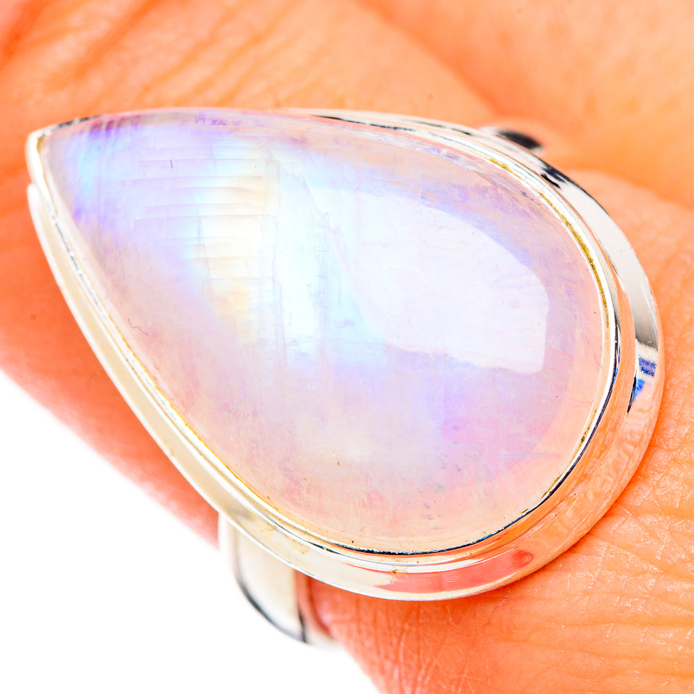 Rainbow Moonstone Rings handcrafted by Anasilvercos - RING126330