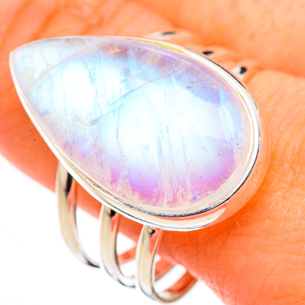Rainbow Moonstone Rings handcrafted by Anasilvercos - RING126331