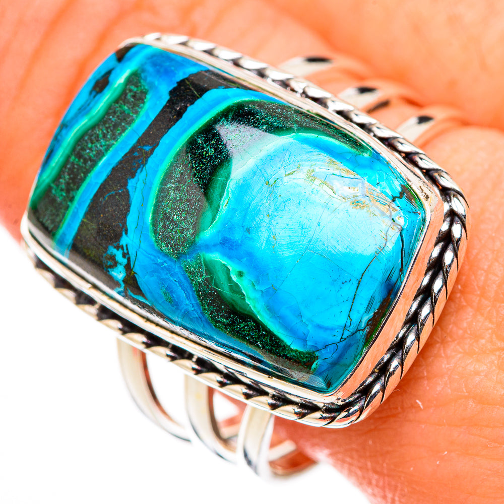 Malachite In Chrysocolla Rings handcrafted by Anasilvercos - RING126339