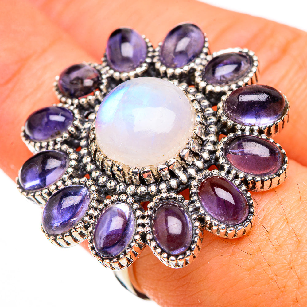 Rainbow Moonstone Rings handcrafted by Anasilvercos - RING126359
