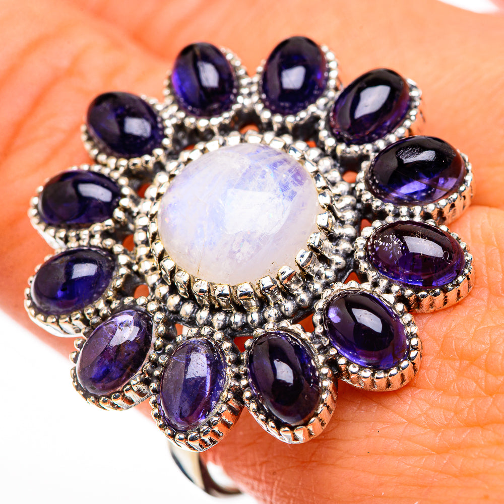 Rainbow Moonstone Rings handcrafted by Anasilvercos - RING126367