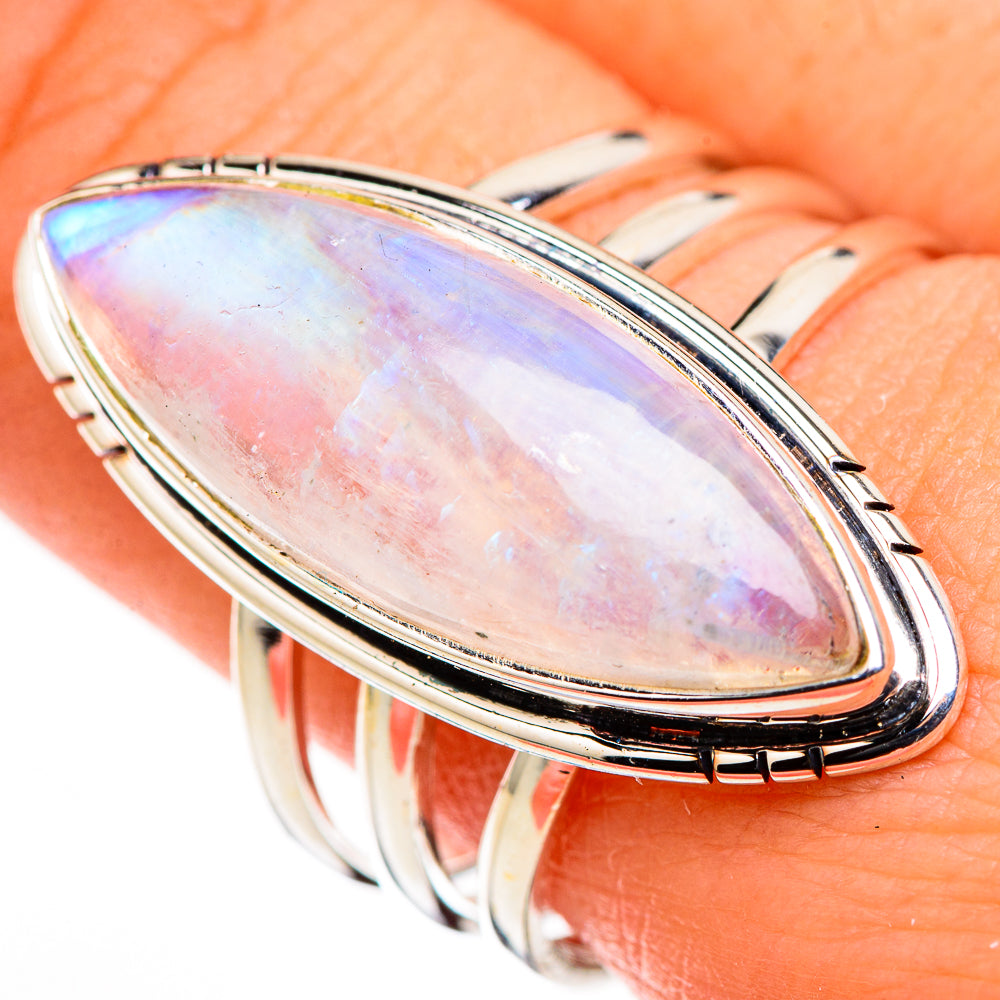 Rainbow Moonstone Rings handcrafted by Anasilvercos - RING126369
