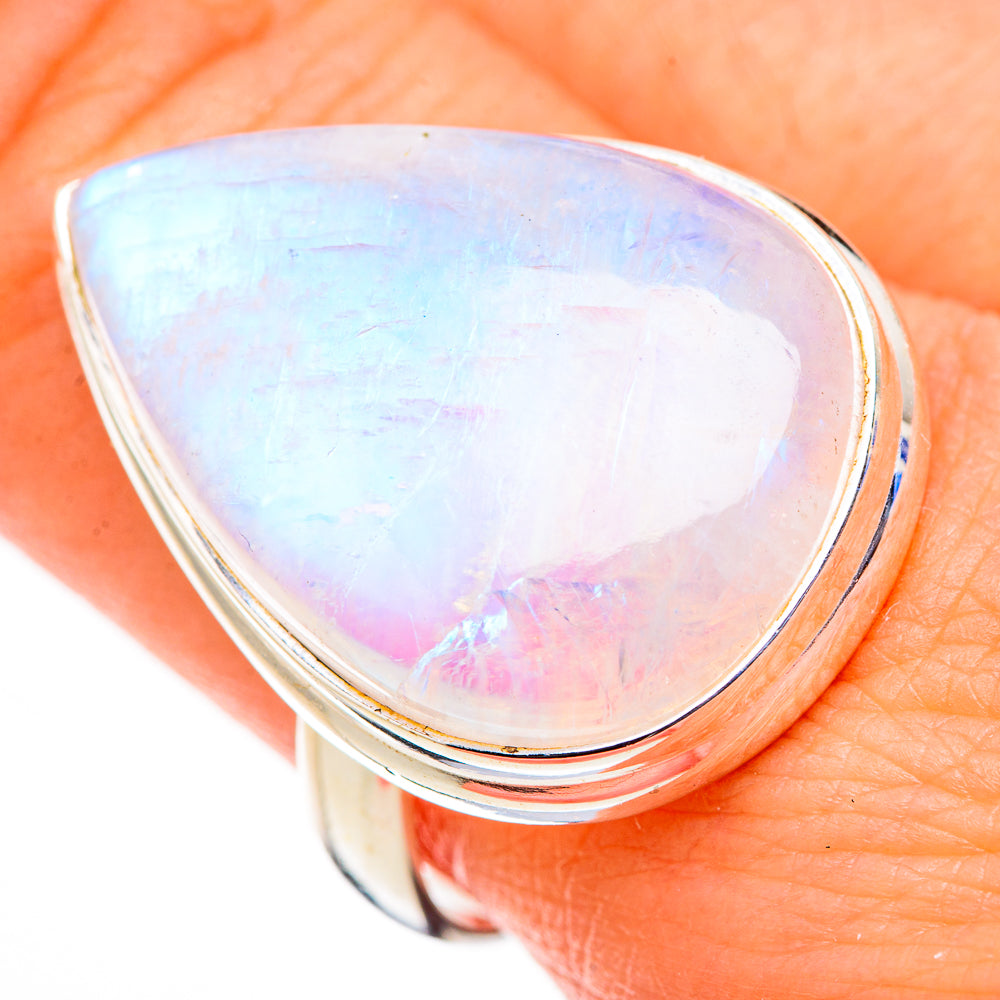 Rainbow Moonstone Rings handcrafted by Anasilvercos - RING126370