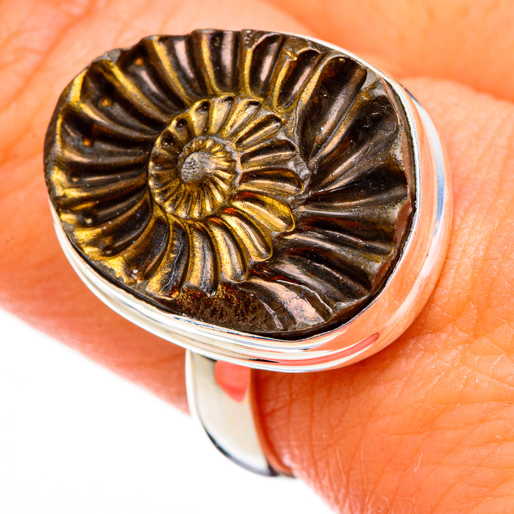 Pyrite Sea Shell Rings handcrafted by Anasilvercos - RING126391