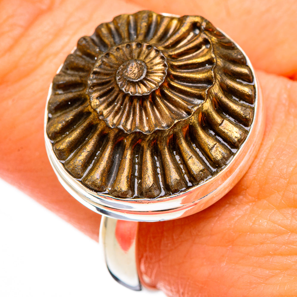 Pyrite Sea Shell Rings handcrafted by Anasilvercos - RING126392