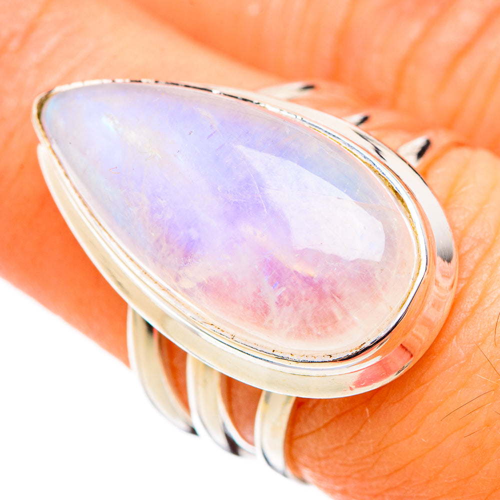 Rainbow Moonstone Rings handcrafted by Anasilvercos - RING126393