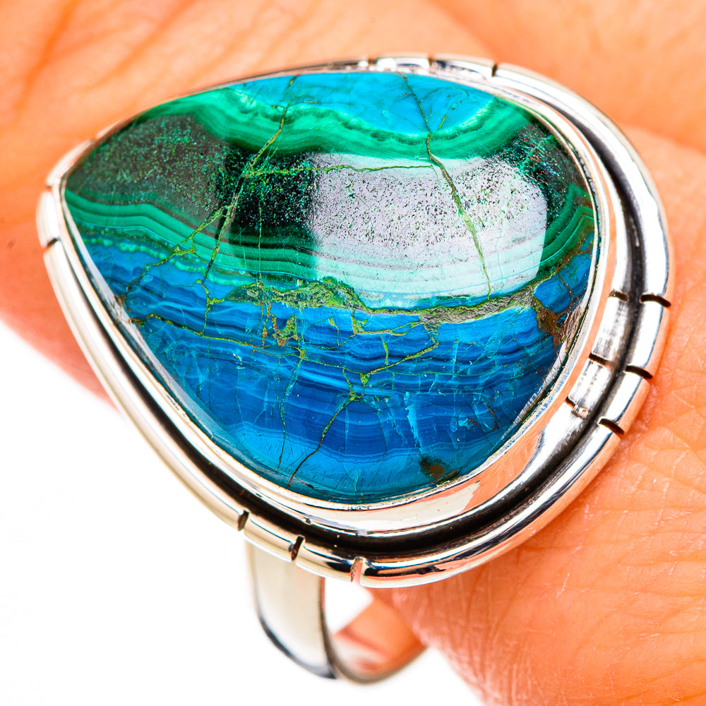 Malachite In Chrysocolla Rings handcrafted by Anasilvercos - RING126397