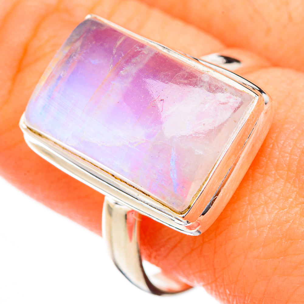 Rainbow Moonstone Rings handcrafted by Anasilvercos - RING126412