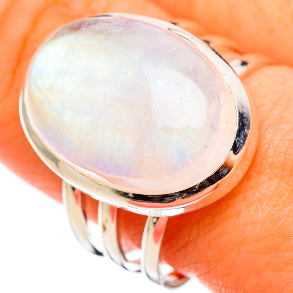 Rainbow Moonstone Rings handcrafted by Anasilvercos - RING126413