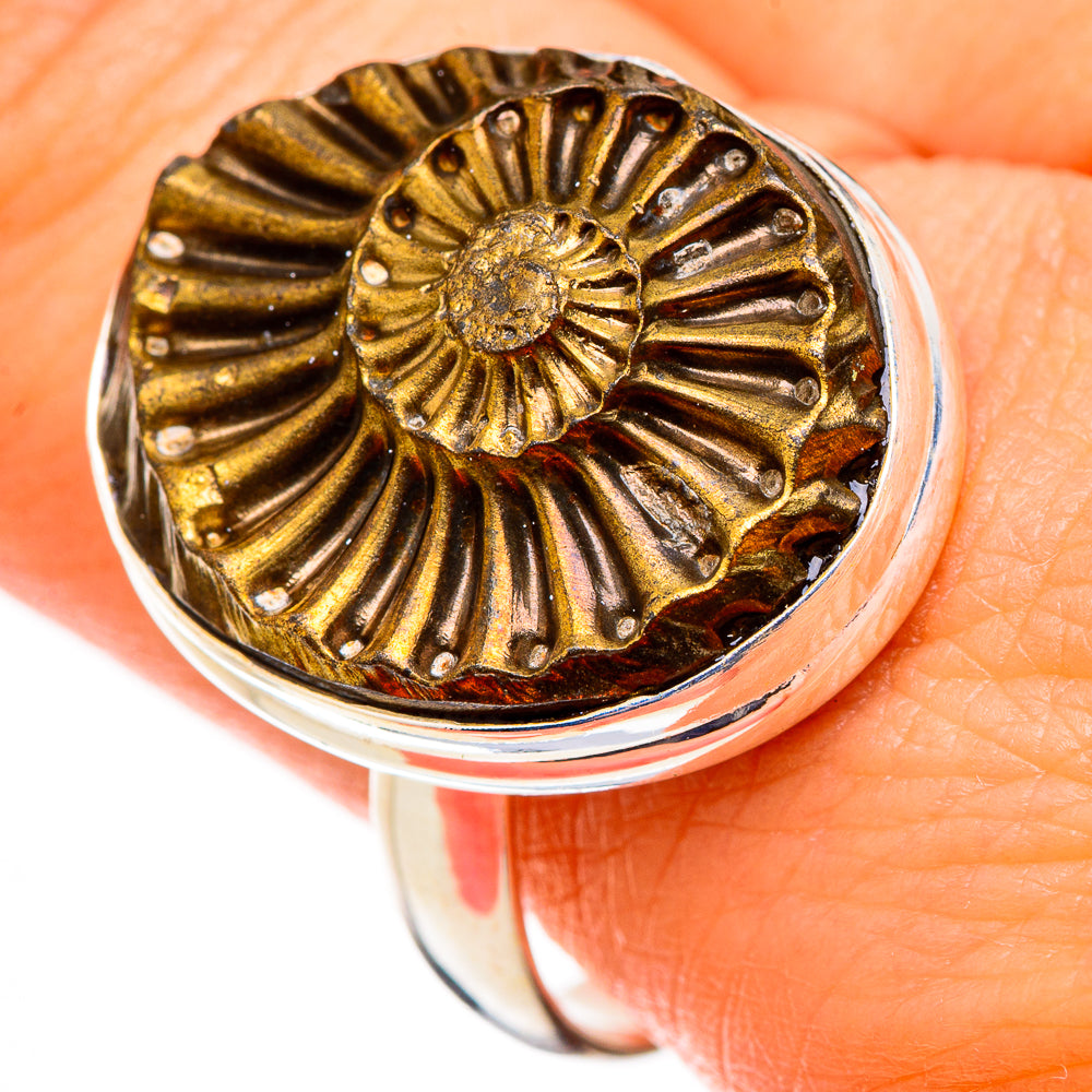 Pyrite Sea Shell Rings handcrafted by Anasilvercos - RING126414