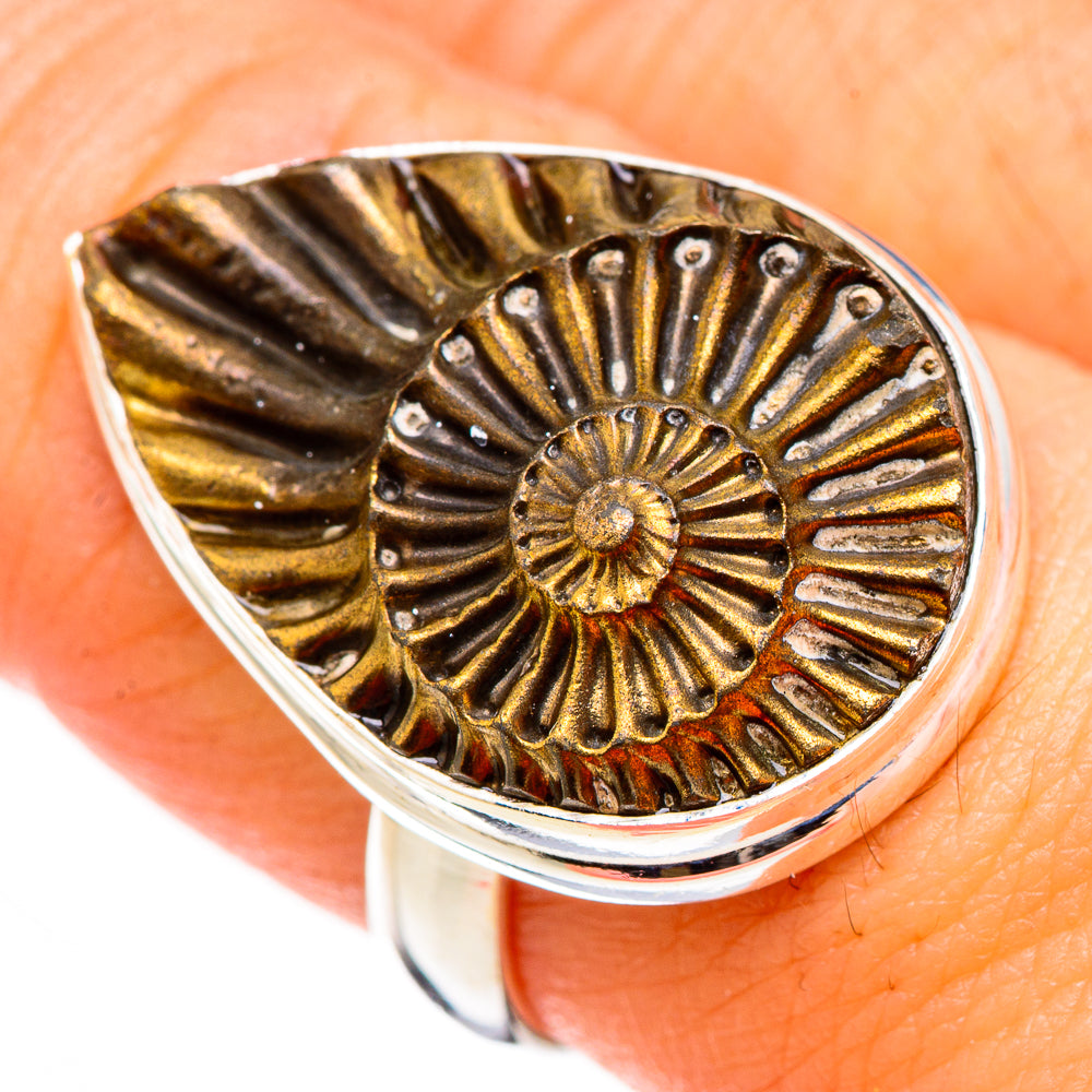 Pyrite Sea Shell Rings handcrafted by Anasilvercos - RING126415