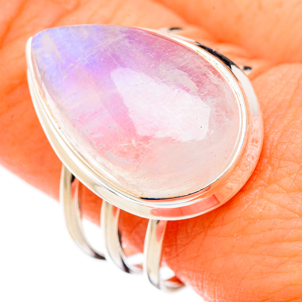 Rainbow Moonstone Rings handcrafted by Anasilvercos - RING126453