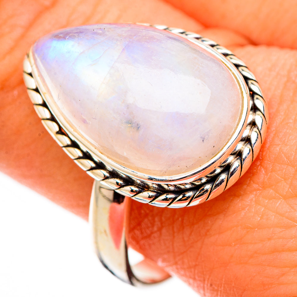 Rainbow Moonstone Rings handcrafted by Anasilvercos - RING126454