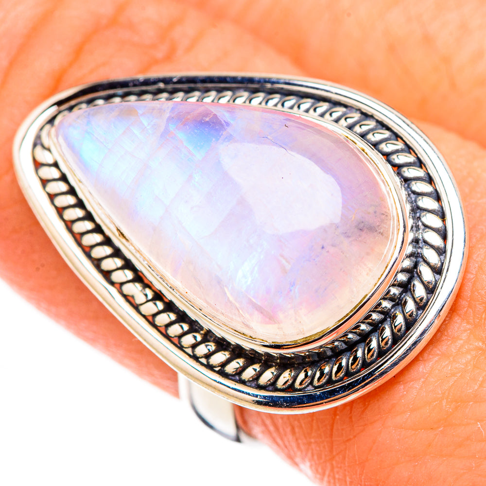 Rainbow Moonstone Rings handcrafted by Anasilvercos - RING126478