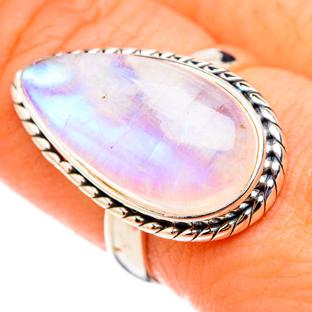 Rainbow Moonstone Rings handcrafted by Anasilvercos - RING126499
