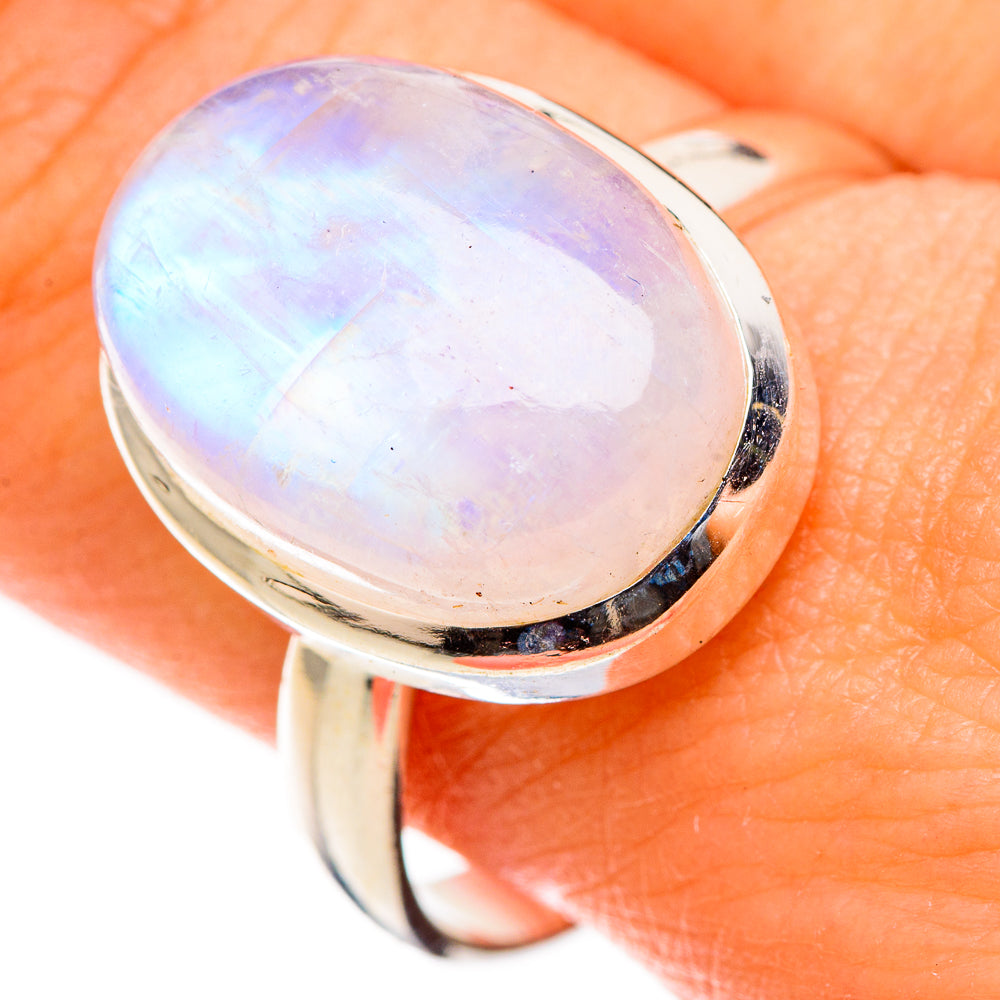 Rainbow Moonstone Rings handcrafted by Anasilvercos - RING126517