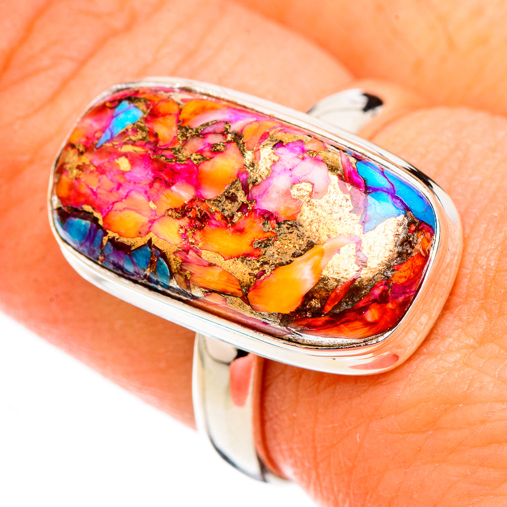 Kingman Pink Dahlia Turquoise Rings handcrafted by Anasilvercos - RING126522