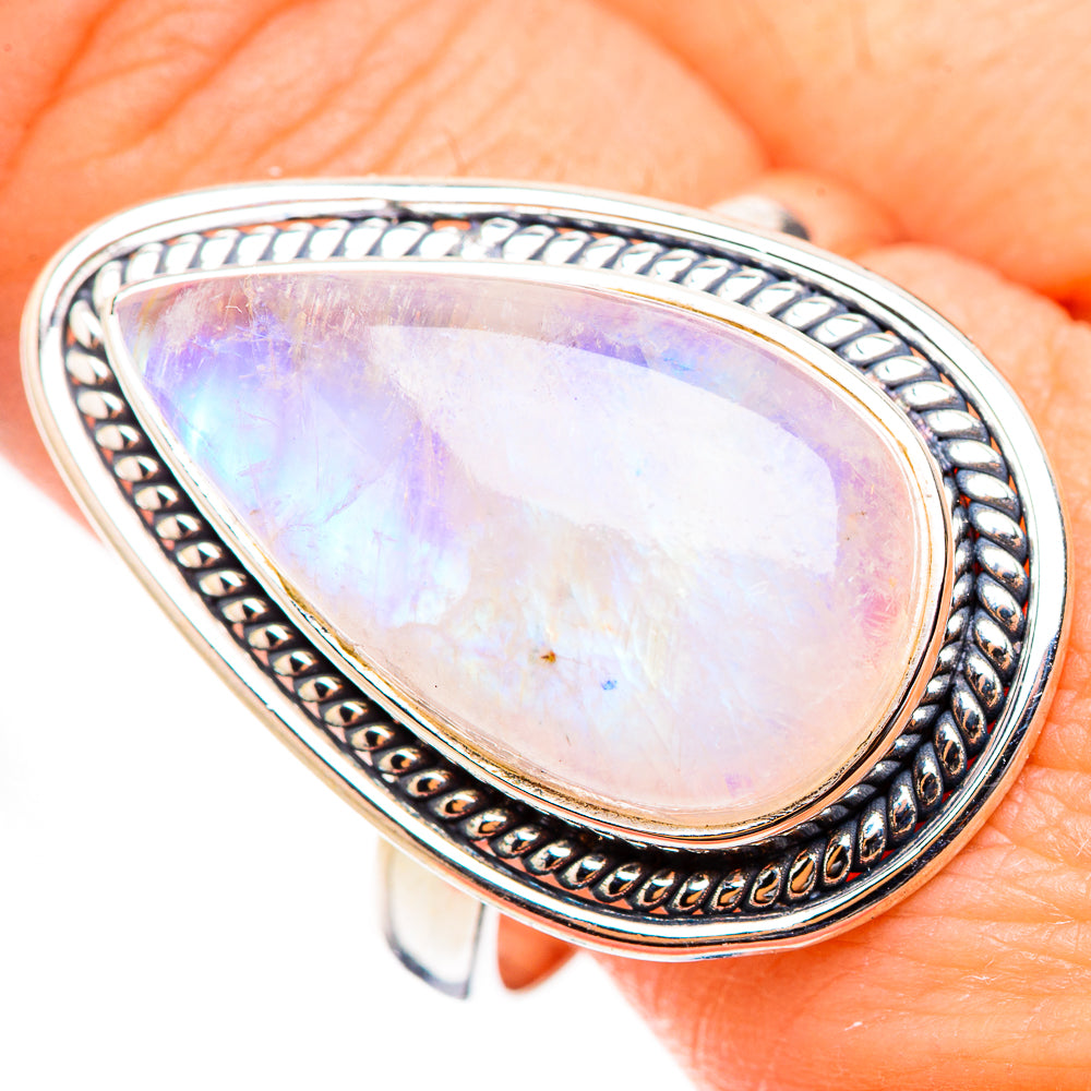 Rainbow Moonstone Rings handcrafted by Anasilvercos - RING126577