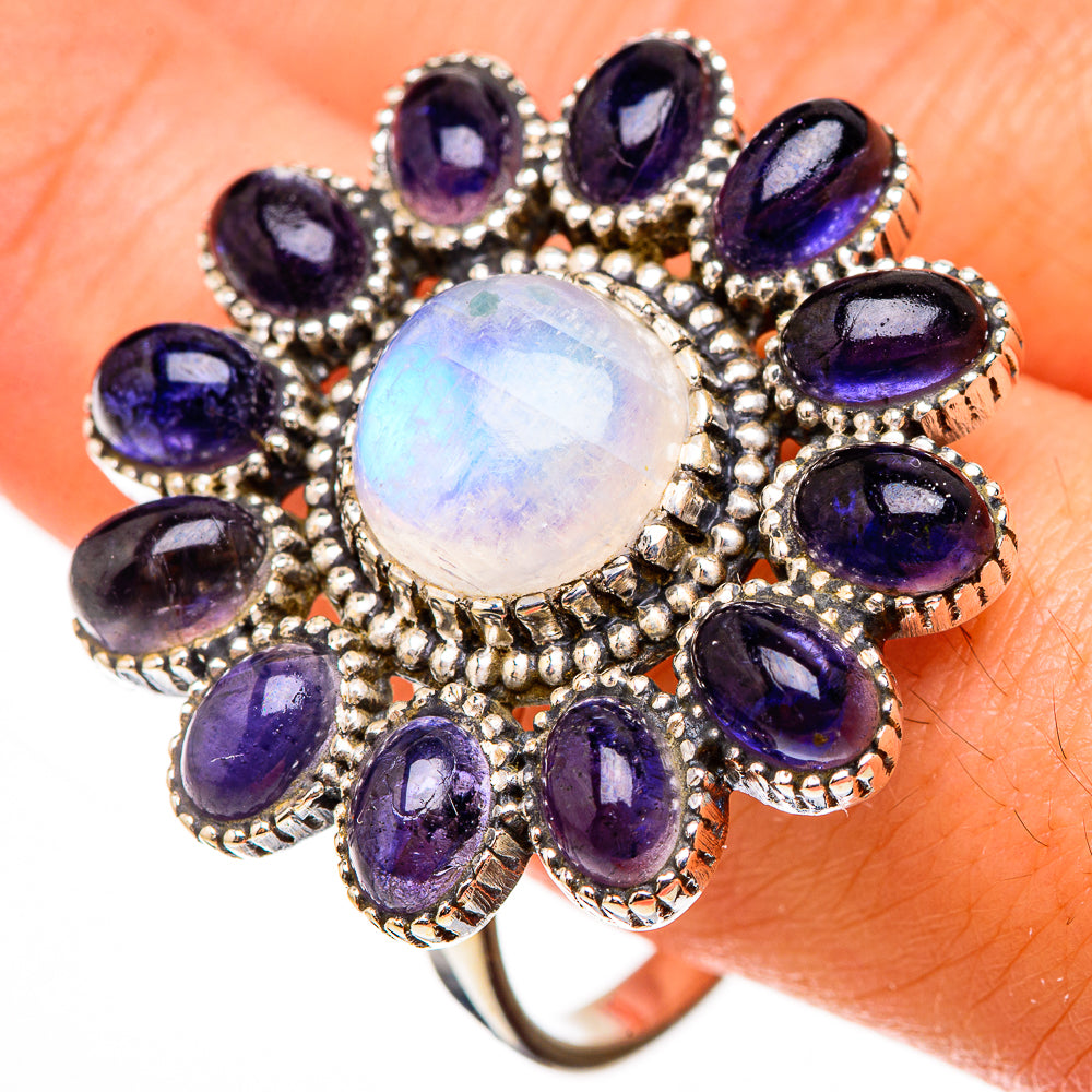 Rainbow Moonstone Rings handcrafted by Anasilvercos - RING126616