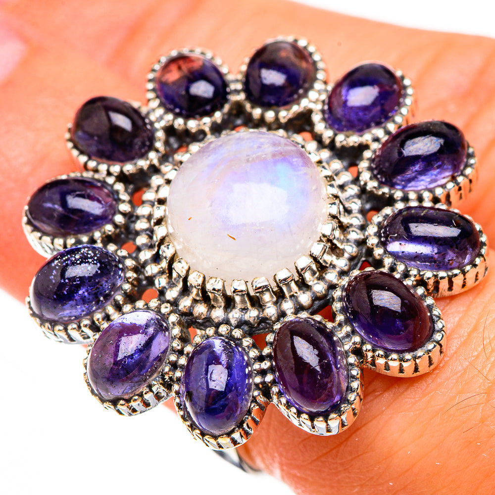 Rainbow Moonstone Rings handcrafted by Anasilvercos - RING126618