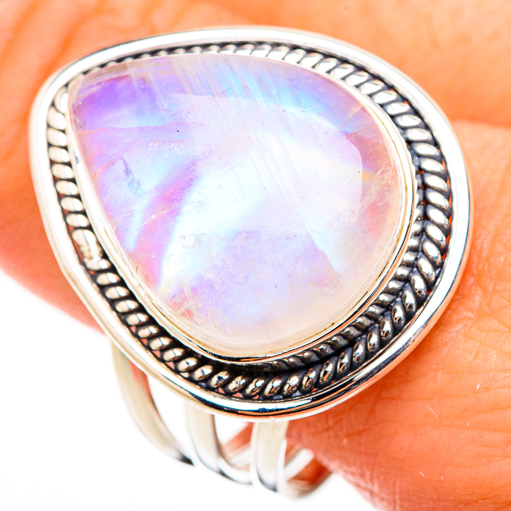 Rainbow Moonstone Rings handcrafted by Anasilvercos - RING126621