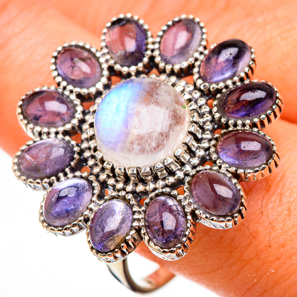 Rainbow Moonstone Rings handcrafted by Anasilvercos - RING126636