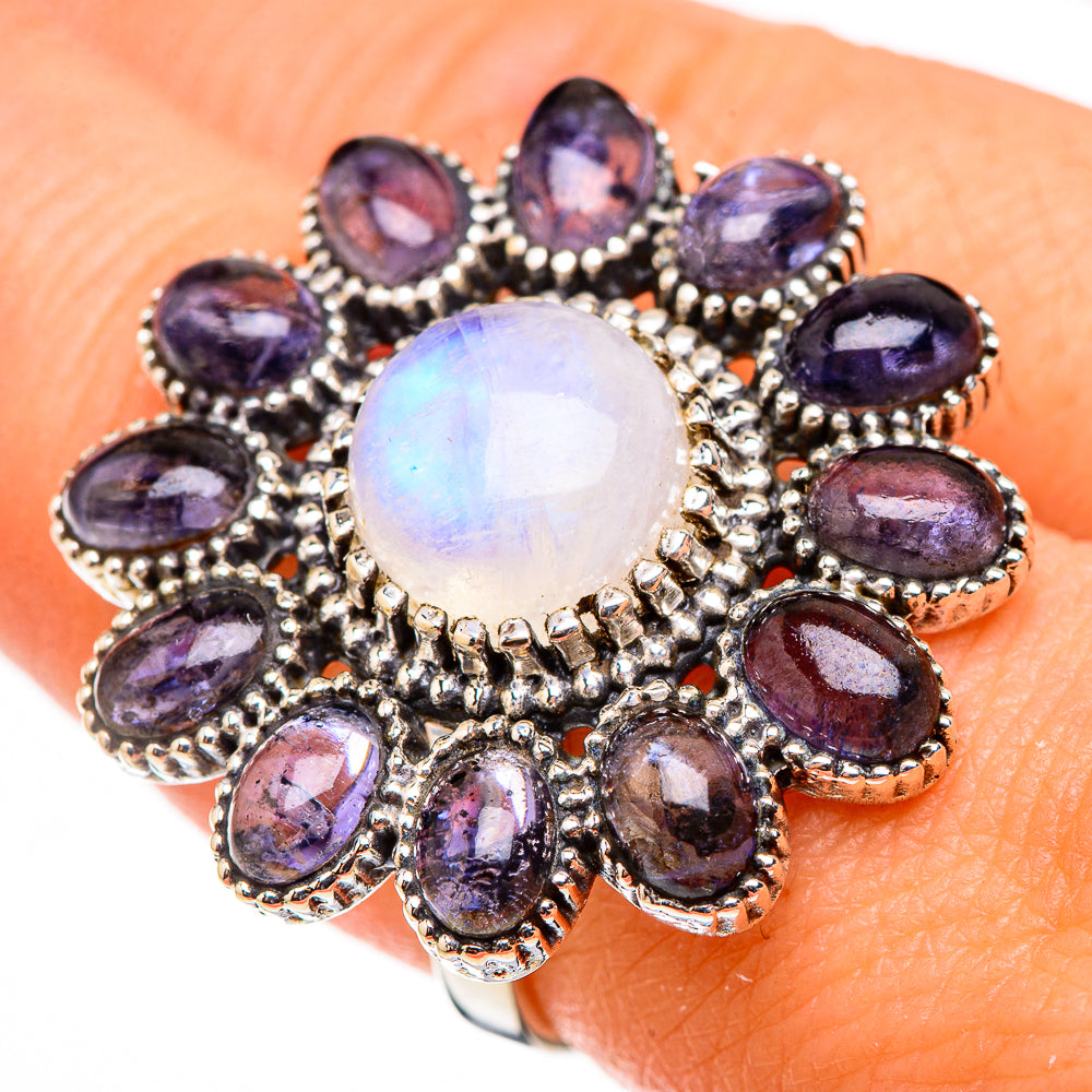 Rainbow Moonstone Rings handcrafted by Anasilvercos - RING126638