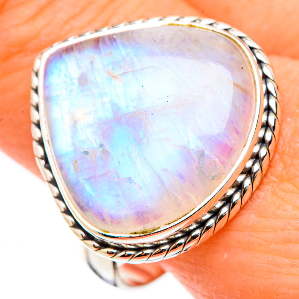 Rainbow Moonstone Rings handcrafted by Anasilvercos - RING126642