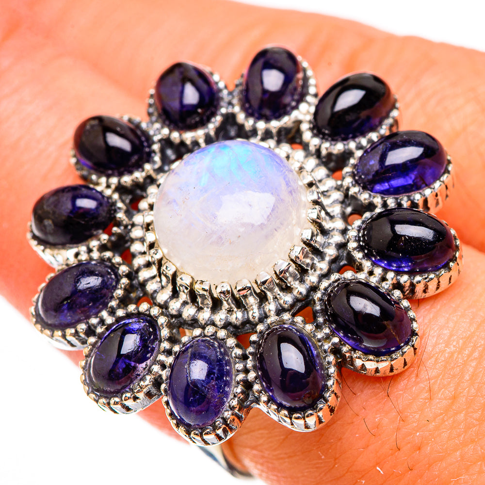 Rainbow Moonstone Rings handcrafted by Anasilvercos - RING126661