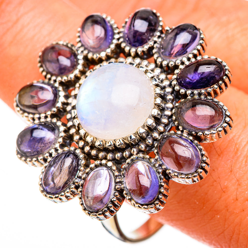 Rainbow Moonstone Rings handcrafted by Anasilvercos - RING126663